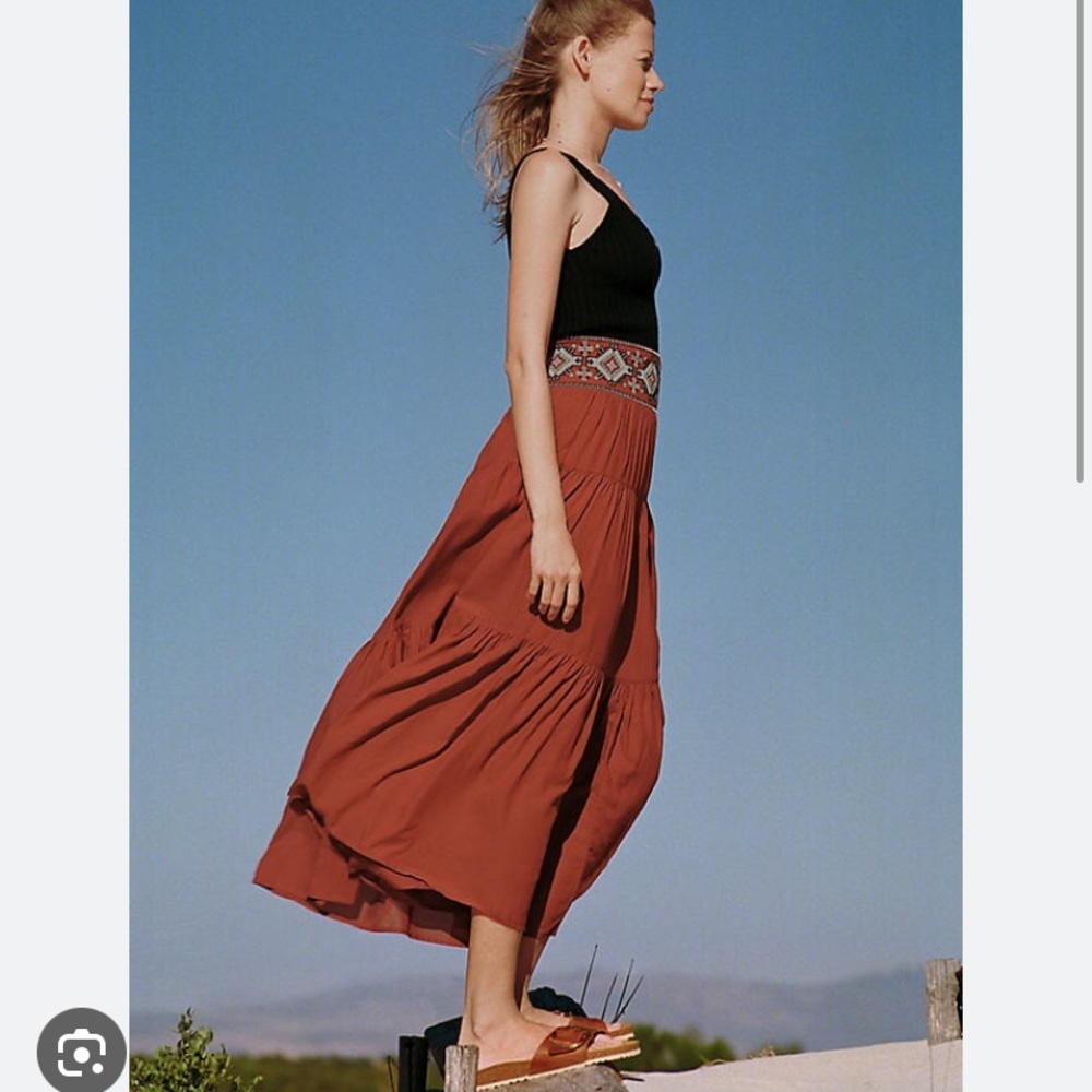 Anthropologie Beaded Maxi Skirt In Orange - Picture 5 of 9